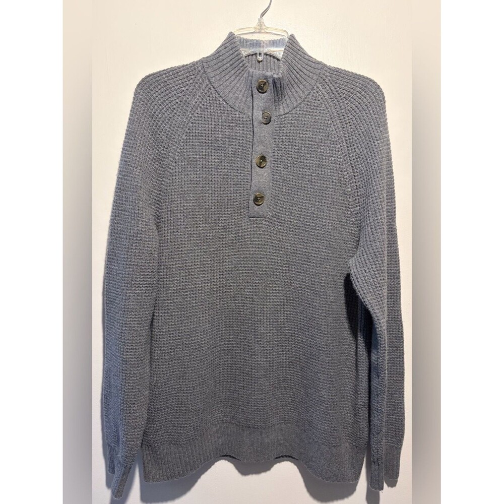 Banana Republic Grey Italian Yarn Merino Wool Extra Fine Waffleknit Sweater L